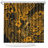 hawaii-fish-hook-shower-curtain-polynesian-pattern-gold-version
