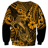 Hawaii Fish Hook Sweatshirt Polynesian Pattern Gold Version - Wonder Print Shop