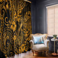 Hawaii Fish Hook Window Curtain Polynesian Pattern Gold Version - Wonder Print Shop