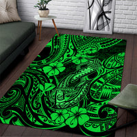 Hawaii Fish Hook Area Rug Polynesian Pattern Green Version - Wonder Print Shop