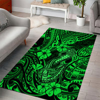 Hawaii Fish Hook Area Rug Polynesian Pattern Green Version - Wonder Print Shop