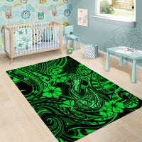 Hawaii Fish Hook Area Rug Polynesian Pattern Green Version - Wonder Print Shop