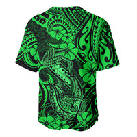 Hawaii Fish Hook Baseball Jersey Polynesian Pattern Green Version - Wonder Print Shop