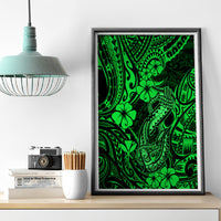 Hawaii Fish Hook Canvas Wall Art Polynesian Pattern Green Version - Wonder Print Shop