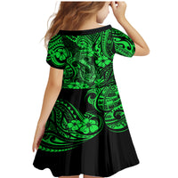 Hawaii Fish Hook Family Matching Mermaid Dress and Hawaiian Shirt Polynesian Pattern Green Version - Wonder Print Shop