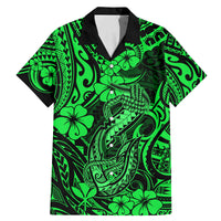 Hawaii Fish Hook Family Matching Mermaid Dress and Hawaiian Shirt Polynesian Pattern Green Version - Wonder Print Shop