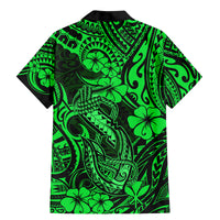 Hawaii Fish Hook Family Matching Mermaid Dress and Hawaiian Shirt Polynesian Pattern Green Version - Wonder Print Shop