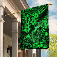 Hawaii Fish Hook Garden Flag Polynesian Pattern Green Version - Wonder Print Shop