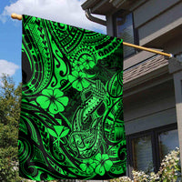 Hawaii Fish Hook Garden Flag Polynesian Pattern Green Version - Wonder Print Shop