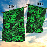 Hawaii Fish Hook Garden Flag Polynesian Pattern Green Version - Wonder Print Shop