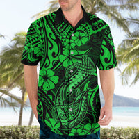 Hawaii Fish Hook Hawaiian Shirt Polynesian Pattern Green Version - Wonder Print Shop