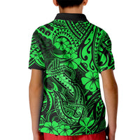 Hawaii Fish Hook Kid Polo Shirt Polynesian Pattern Green Version - Wonder Print Shop
