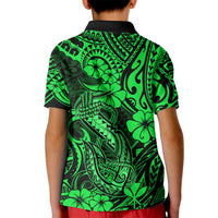Hawaii Fish Hook Kid Polo Shirt Polynesian Pattern Green Version - Wonder Print Shop