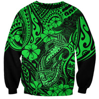 Hawaii Fish Hook Sweatshirt Polynesian Pattern Green Version - Wonder Print Shop