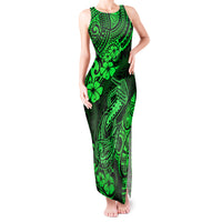 Hawaii Fish Hook Tank Maxi Dress Polynesian Pattern Green Version - Wonder Print Shop