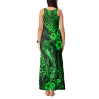 Hawaii Fish Hook Tank Maxi Dress Polynesian Pattern Green Version - Wonder Print Shop