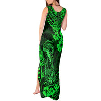 Hawaii Fish Hook Tank Maxi Dress Polynesian Pattern Green Version - Wonder Print Shop