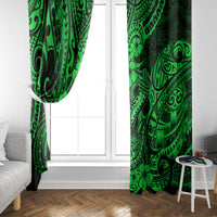 Hawaii Fish Hook Window Curtain Polynesian Pattern Green Version - Wonder Print Shop