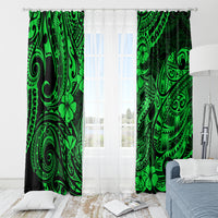 Hawaii Fish Hook Window Curtain Polynesian Pattern Green Version - Wonder Print Shop