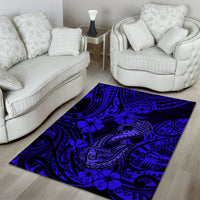 Hawaii Fish Hook Area Rug Polynesian Pattern Navy Blue Version - Wonder Print Shop