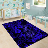 Hawaii Fish Hook Area Rug Polynesian Pattern Navy Blue Version - Wonder Print Shop