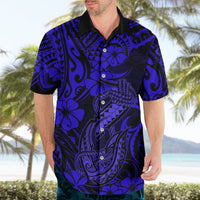 Hawaii Fish Hook Hawaiian Shirt Polynesian Pattern Navy Blue Version - Wonder Print Shop
