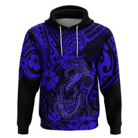 Hawaii Fish Hook Hoodie Polynesian Pattern Navy Blue Version - Wonder Print Shop