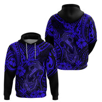 Hawaii Fish Hook Hoodie Polynesian Pattern Navy Blue Version - Wonder Print Shop