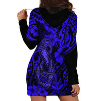 Hawaii Fish Hook Hoodie Dress Polynesian Pattern Navy Blue Version - Wonder Print Shop