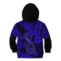 Hawaii Fish Hook Kid Hoodie Polynesian Pattern Navy Blue Version - Wonder Print Shop