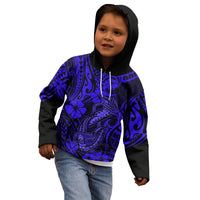 Hawaii Fish Hook Kid Hoodie Polynesian Pattern Navy Blue Version - Wonder Print Shop