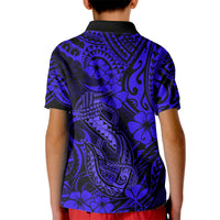 Hawaii Fish Hook Kid Polo Shirt Polynesian Pattern Navy Blue Version - Wonder Print Shop