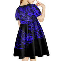 Hawaii Fish Hook Kid Short Sleeve Dress Polynesian Pattern Navy Blue Version - Wonder Print Shop