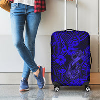 Hawaii Fish Hook Luggage Cover Polynesian Pattern Navy Blue Version - Wonder Print Shop