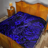 Hawaii Fish Hook Quilt Polynesian Pattern Navy Blue Version - Wonder Print Shop