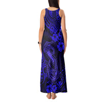 Hawaii Fish Hook Tank Maxi Dress Polynesian Pattern Navy Blue Version - Wonder Print Shop