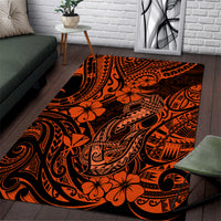 Hawaii Fish Hook Area Rug Polynesian Pattern Orange Version - Wonder Print Shop