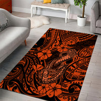 Hawaii Fish Hook Area Rug Polynesian Pattern Orange Version - Wonder Print Shop