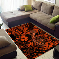 Hawaii Fish Hook Area Rug Polynesian Pattern Orange Version - Wonder Print Shop