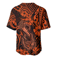 Hawaii Fish Hook Baseball Jersey Polynesian Pattern Orange Version - Wonder Print Shop