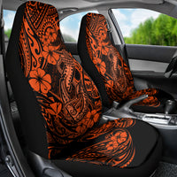 Hawaii Fish Hook Car Seat Cover Polynesian Pattern Orange Version - Wonder Print Shop