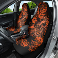 Hawaii Fish Hook Car Seat Cover Polynesian Pattern Orange Version - Wonder Print Shop