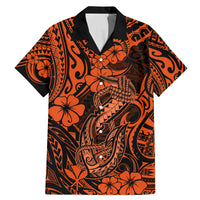 Hawaii Fish Hook Family Matching Mermaid Dress and Hawaiian Shirt Polynesian Pattern Orange Version - Wonder Print Shop