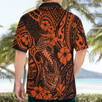 Hawaii Fish Hook Hawaiian Shirt Polynesian Pattern Orange Version - Wonder Print Shop