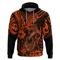 Hawaii Fish Hook Hoodie Polynesian Pattern Orange Version - Wonder Print Shop