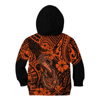 Hawaii Fish Hook Kid Hoodie Polynesian Pattern Orange Version - Wonder Print Shop