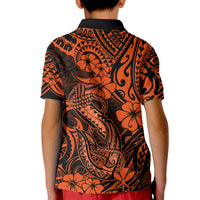 Hawaii Fish Hook Kid Polo Shirt Polynesian Pattern Orange Version - Wonder Print Shop