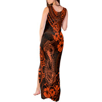 Hawaii Fish Hook Tank Maxi Dress Polynesian Pattern Orange Version - Wonder Print Shop