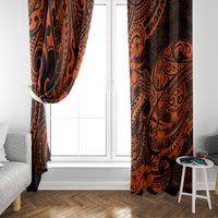Hawaii Fish Hook Window Curtain Polynesian Pattern Orange Version - Wonder Print Shop