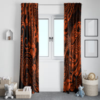 Hawaii Fish Hook Window Curtain Polynesian Pattern Orange Version - Wonder Print Shop